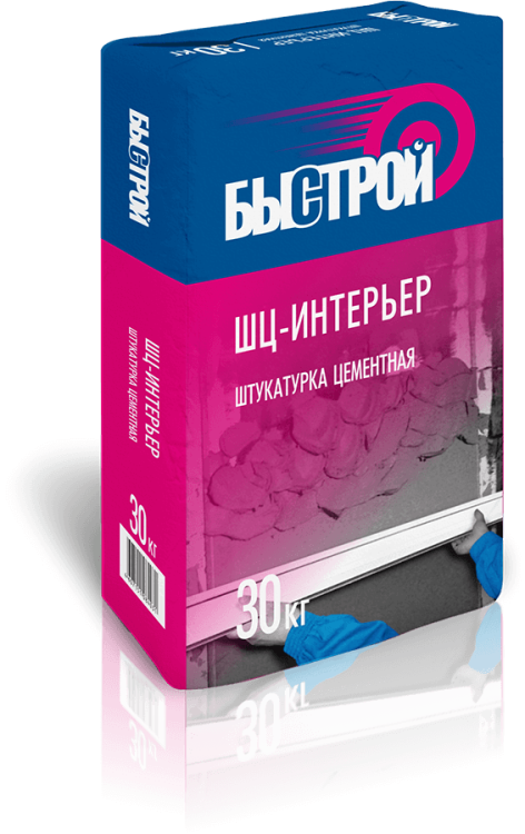 БЫСТРОЙ Штукатурка цементная для внутренних работ ШЦ-интерьер, мешок 30кг/56под